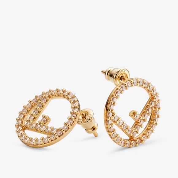 F is Fendi Gold Earrings - Picture 3 of 7